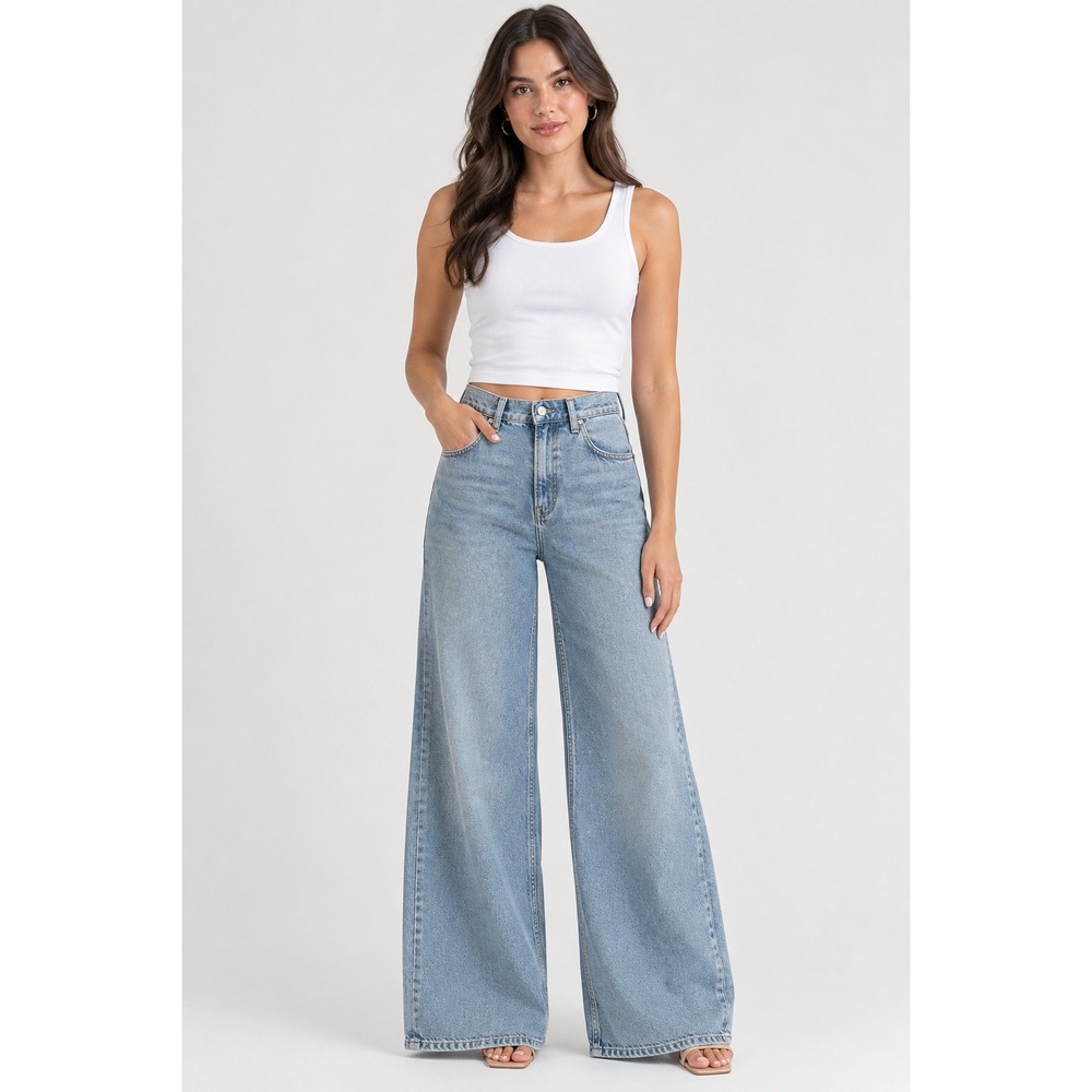 REFORMATION ADDYSON HIGH RISE WIDE LEG JEANS BURNETT NWT SZ 25